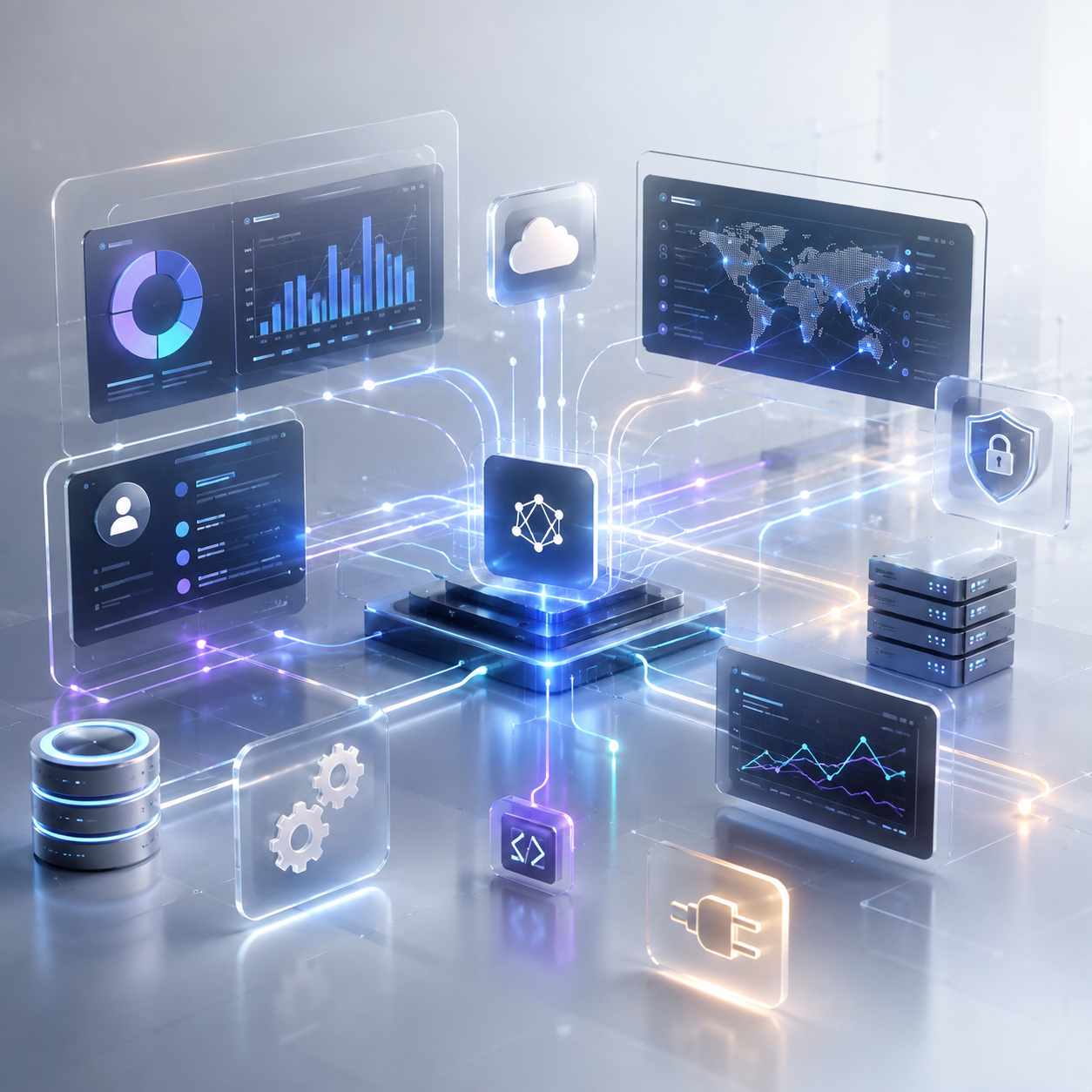 Connected systems, data, security, analytics, and automation through a central integration architecture